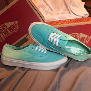 Teal and green tie dye Vans